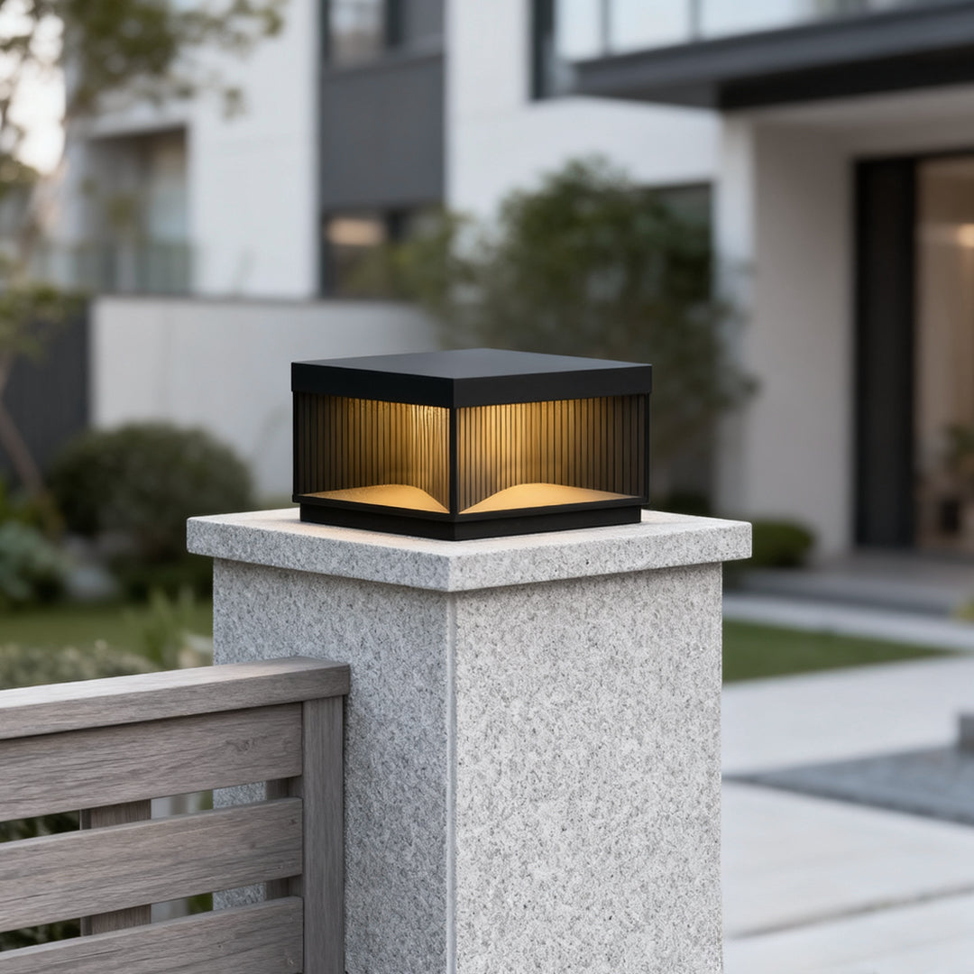 Square Outdoor Pillar Lights Stripe Decorative LED Light