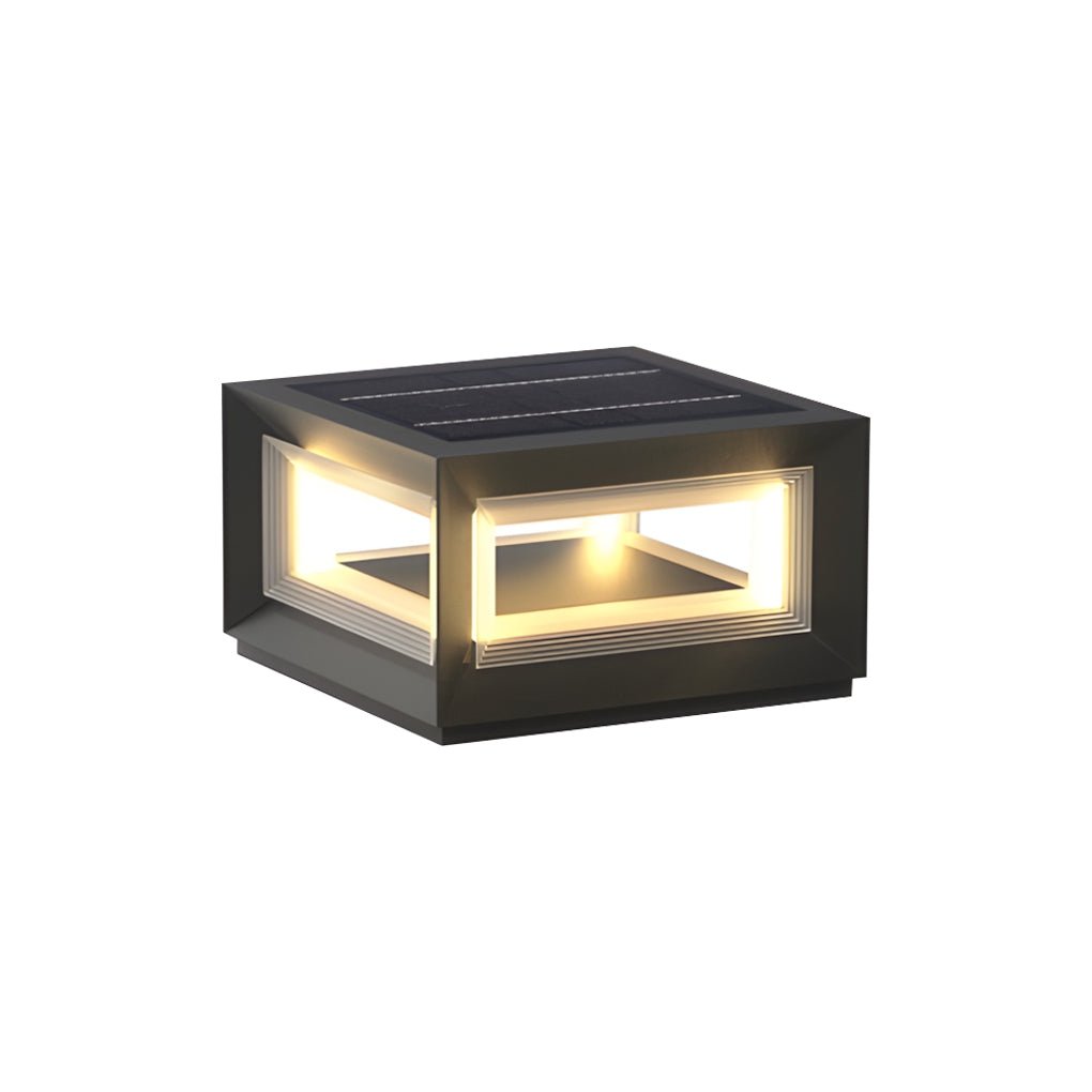Square Pillar Lights Modern Creative Cube LED Solar Fence Post Light