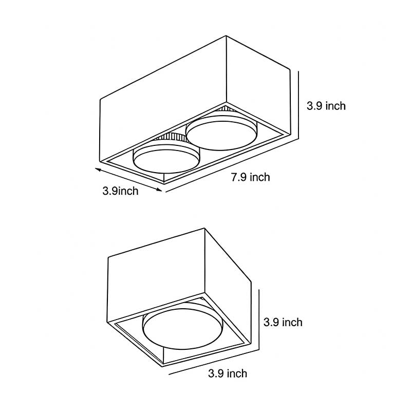 Square Recessed Downlight Minimalist Adjustable Iron Light