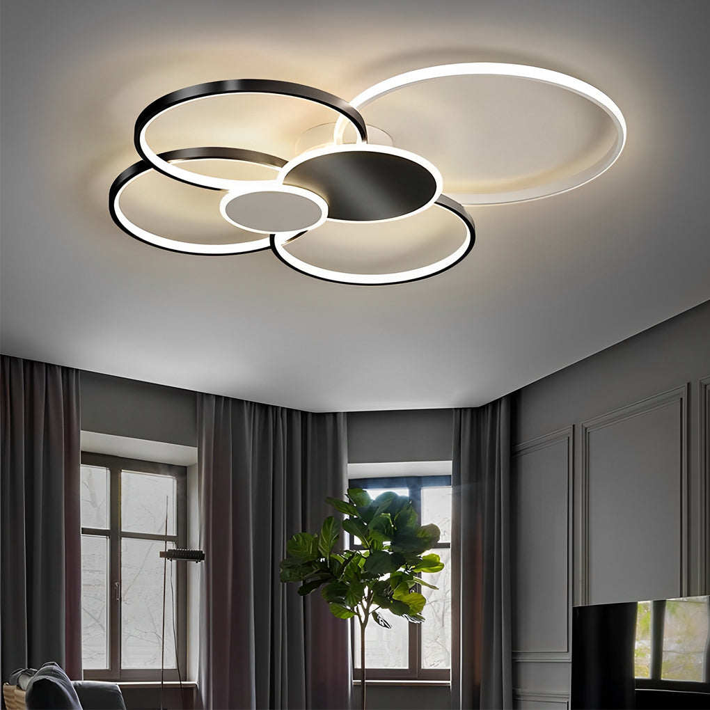 Stacked Ring Ceiling Light Modern LED Recessed Metal Light