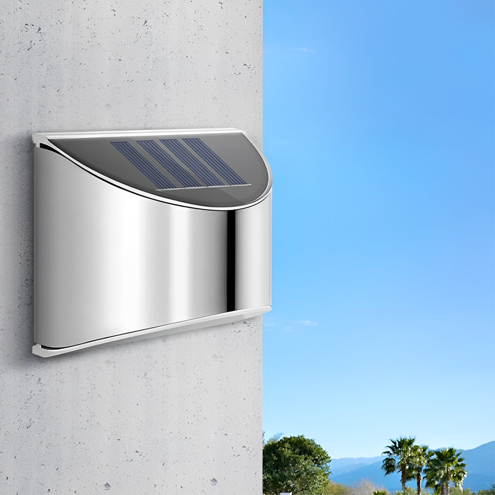Stainless Steel Wall Lamp Waterproof Silver Solar Light