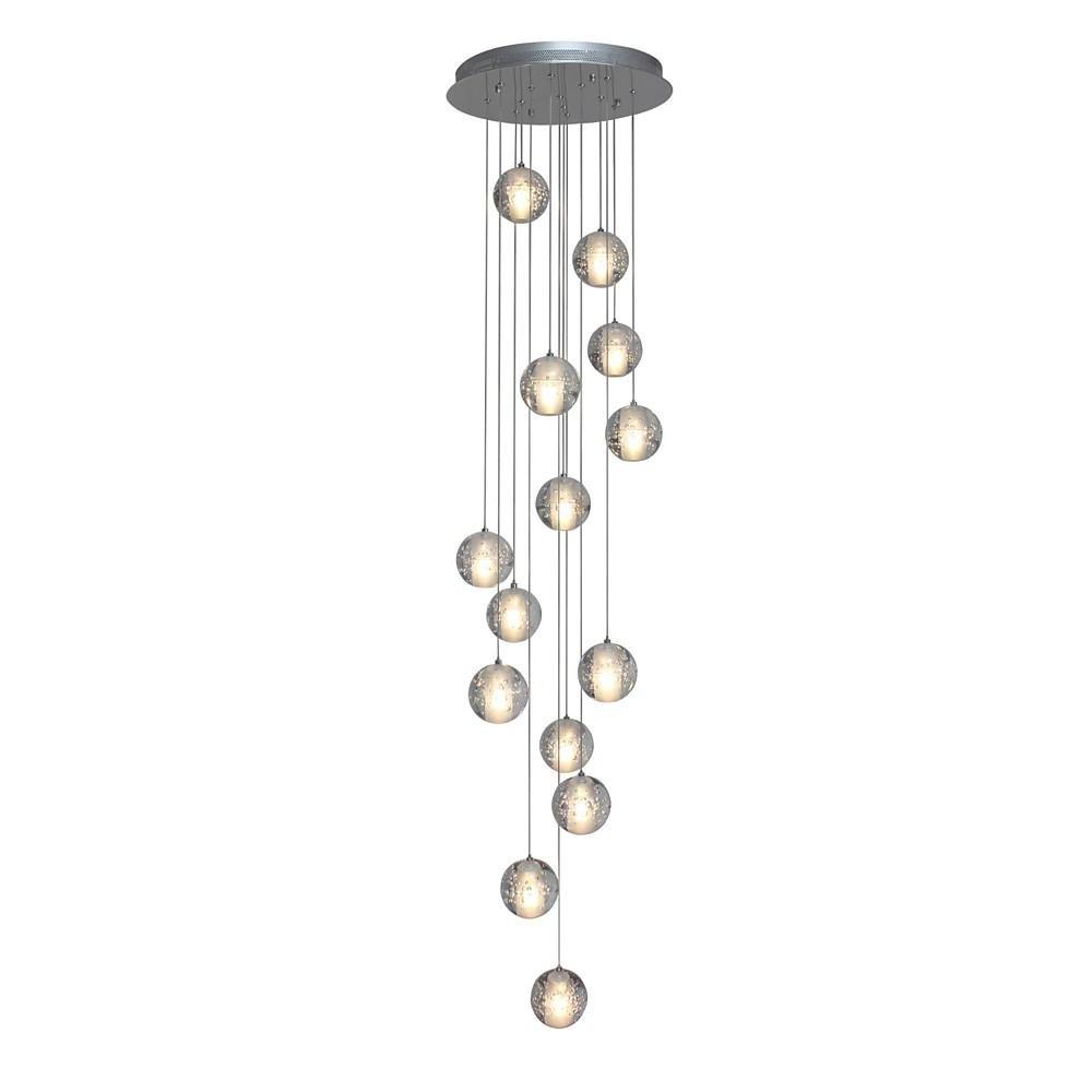 Staircase Hanging Chandelier Modern Crystal Round Ball Light