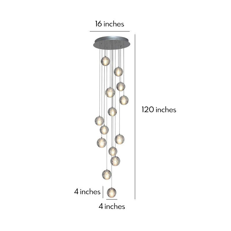 Staircase Hanging Chandelier Modern Crystal Round Ball Light