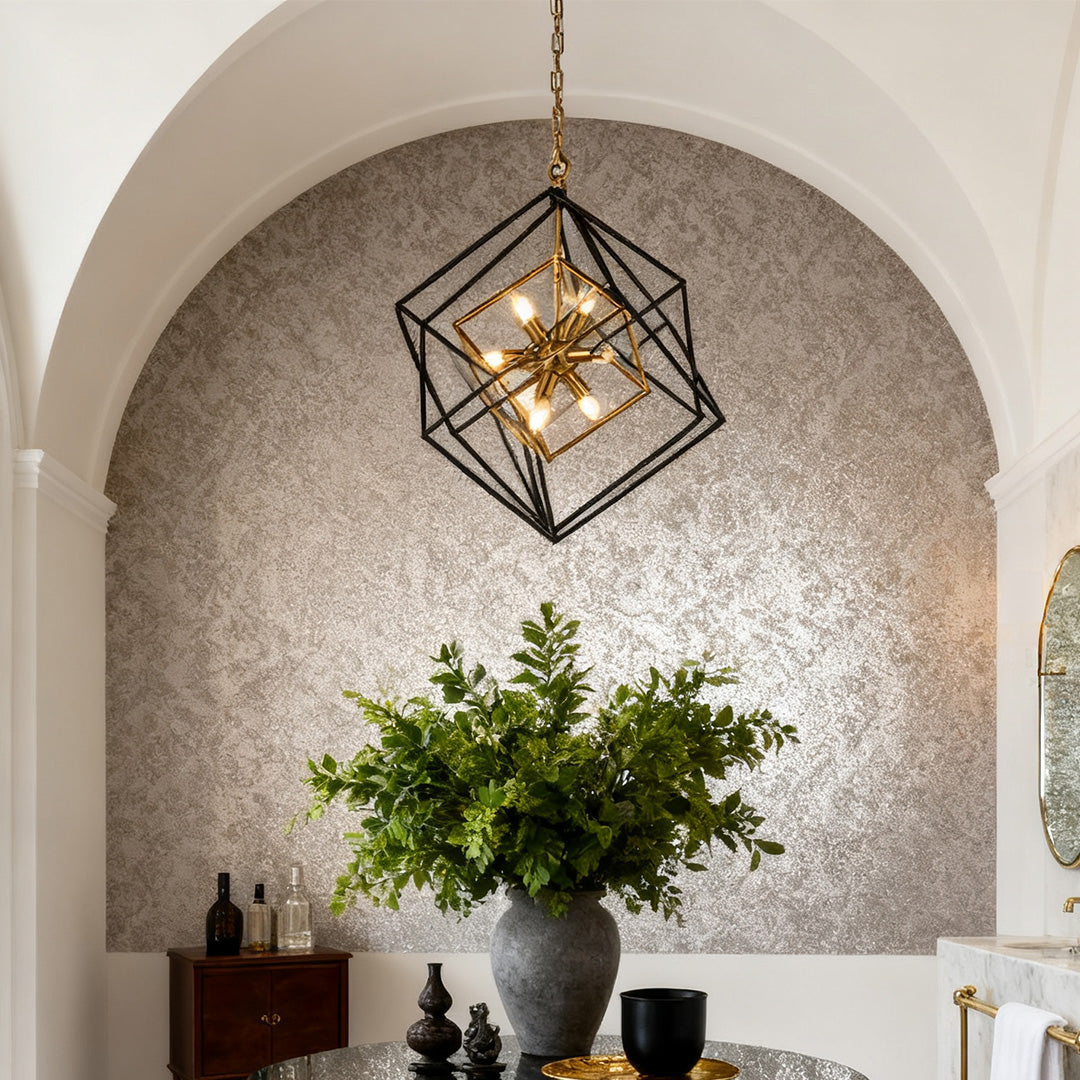 Square Pendant Lights Industrial Iron Artisan Dual-Color Ceiling Light