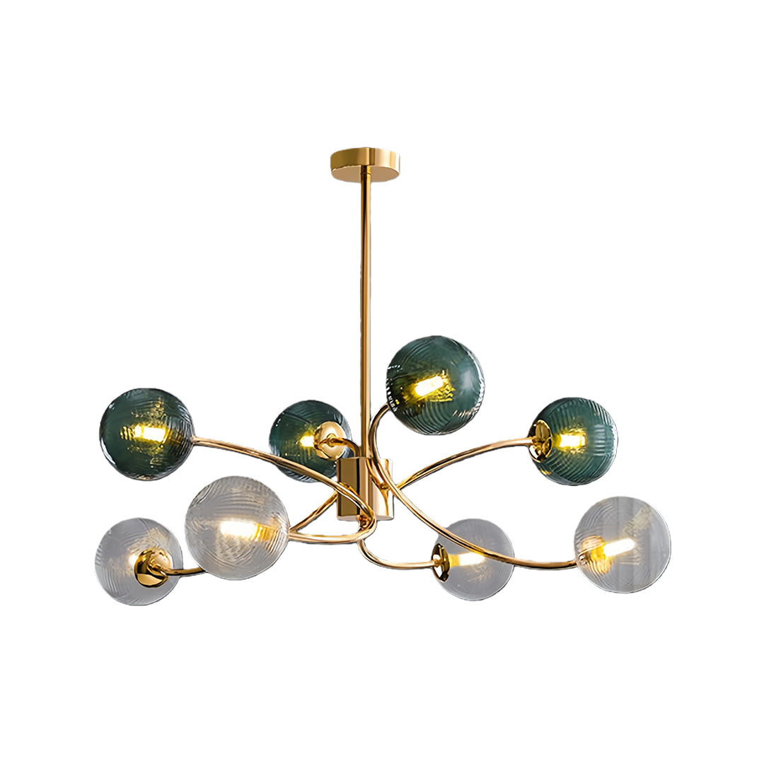Clear Glass Flush Mount Ceiling Light Gold Finish 6-Head Creative Lamp