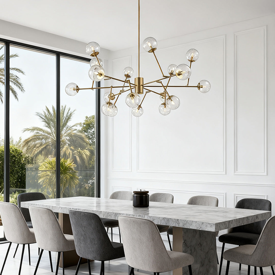 Bubble Sputnik Chandelier Featuring Clear Glass Globes Ceiling Light
