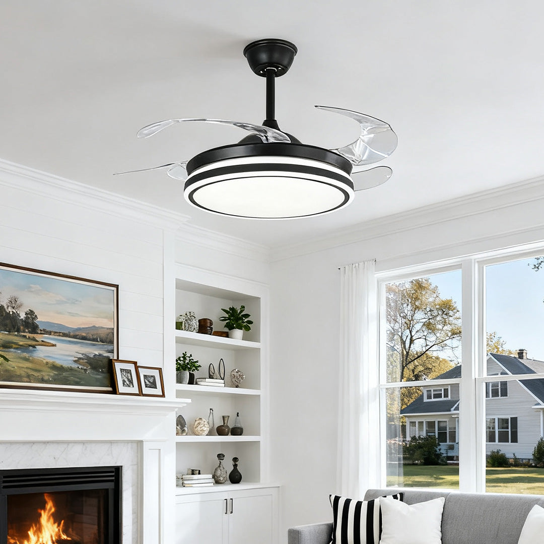 Black Ceiling Fan with Lights Remote Control Stylish All-Copper Lamp