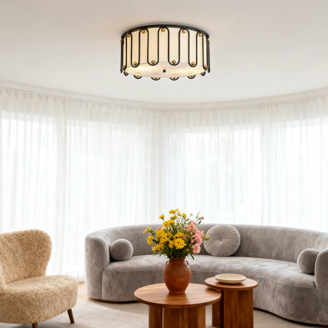Drum Ceiling Light Flush Mount American Vintage Round Unique Lights