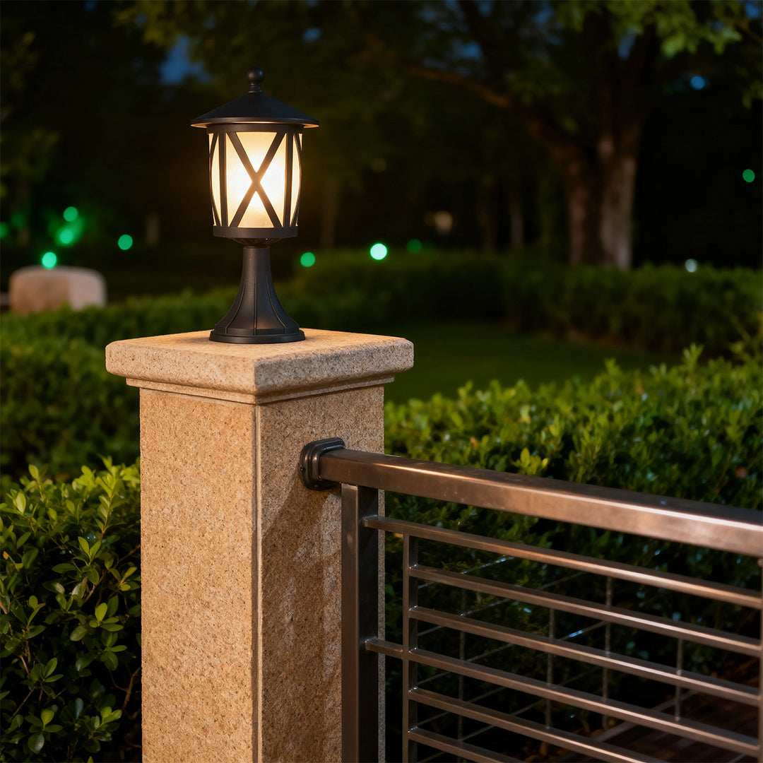 Black Outdoor Pillar Lights Waterproof LED Garden Light