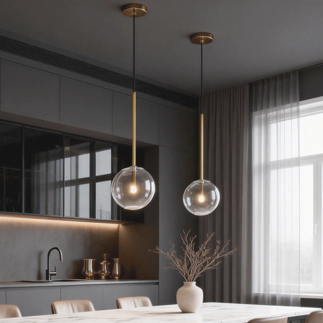 Clear Glass Globe Pendant Light Nordic Iron Ceiling Light