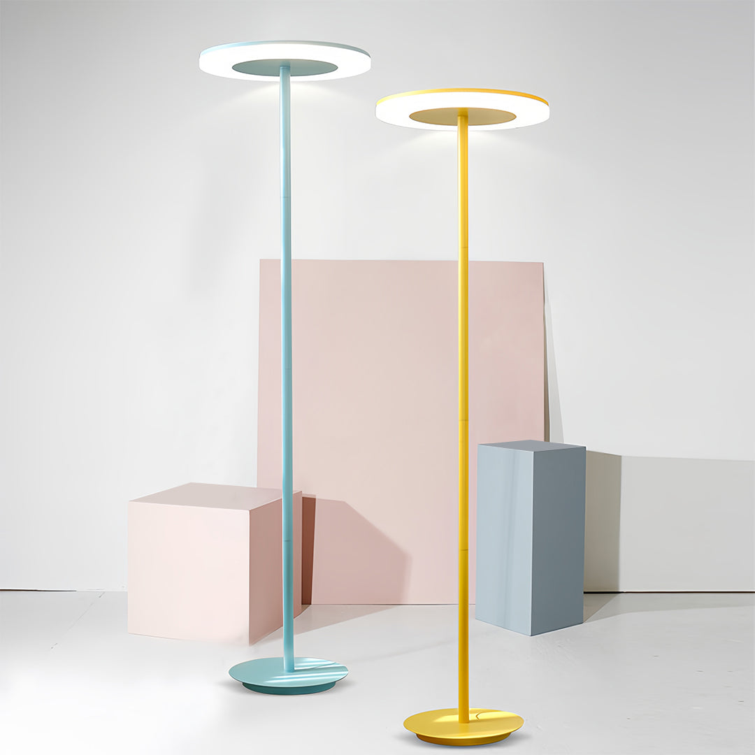 Colored Floor Lamp Modern Macaron Round Head Dimmable Standing Lamp