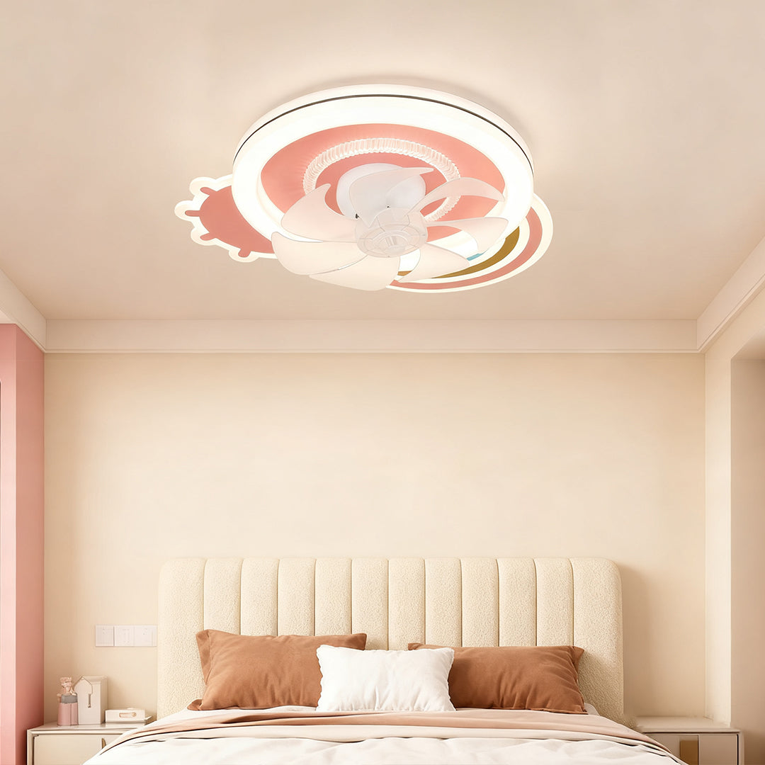 Beautiful Ceiling Fans with Lights Pink and White LED Dimmable Lamp