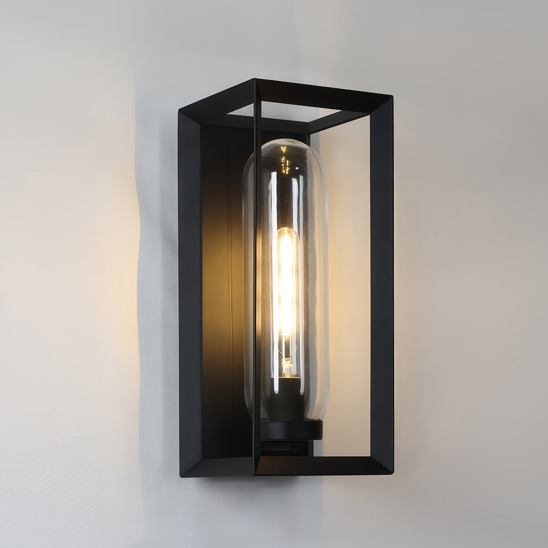 Black Outdoor Wall Sconce Modern Simple Square Waterproof Lamp