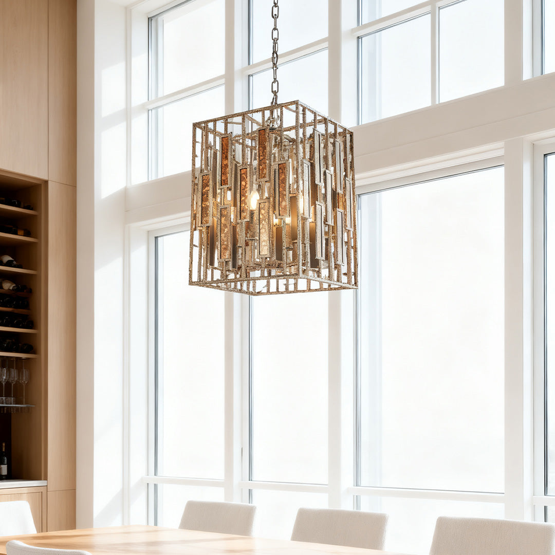 Vintage Copper Pendant Light Featuring an Open Frame Ceiling Light