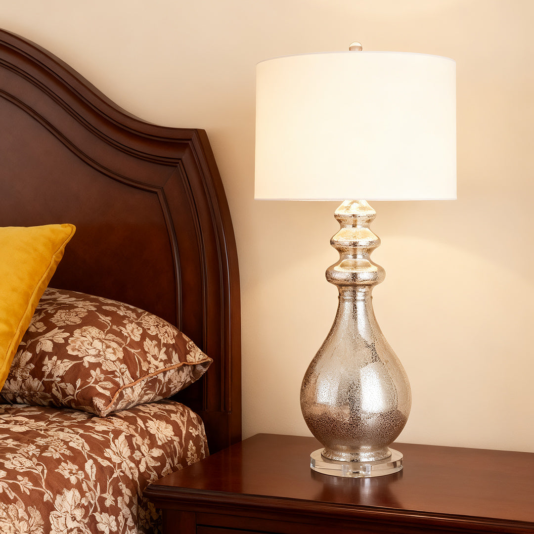 Modern Silver Table Lamp Polished Finish Unique Lamp
