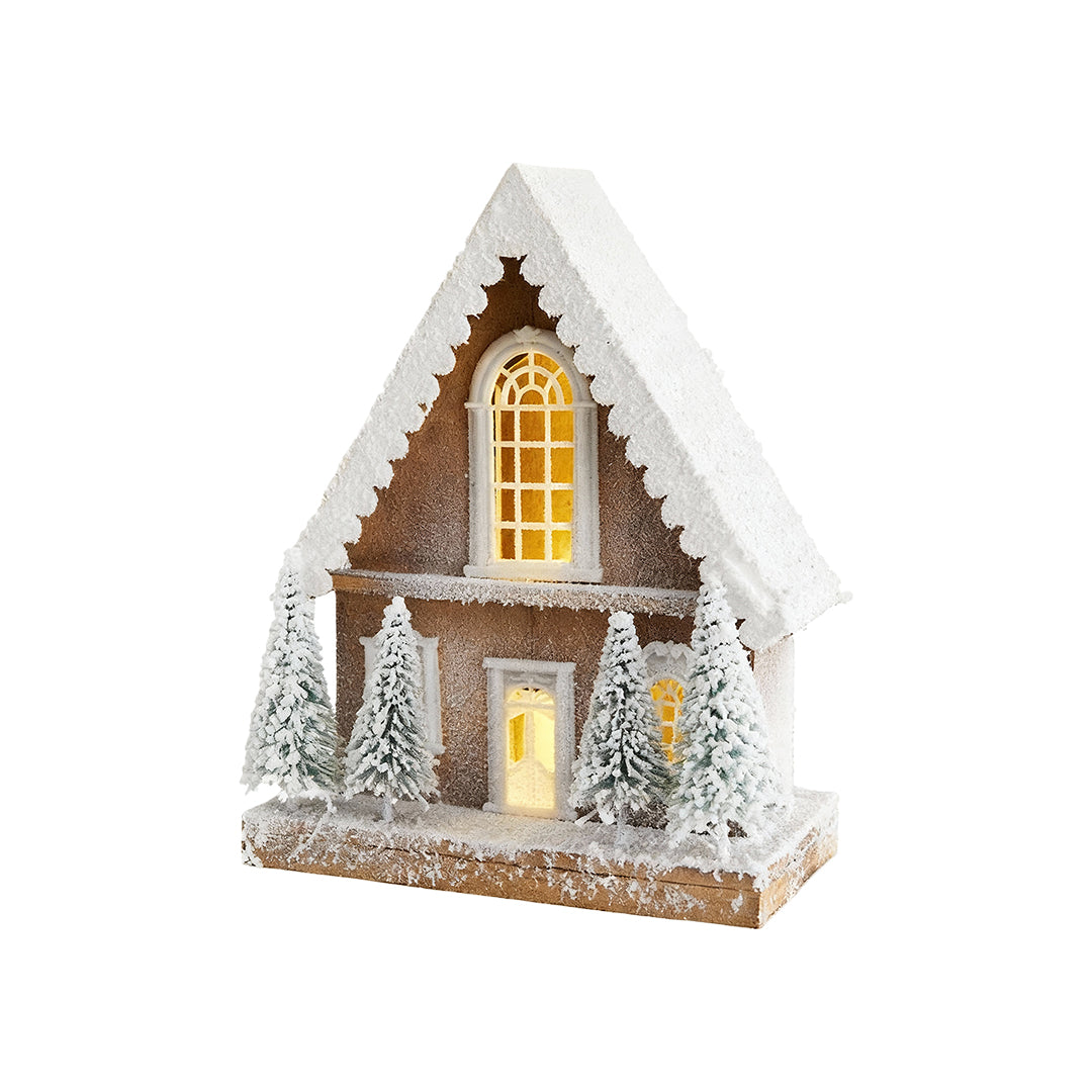 Light up Wooden Christmas Houses Snow Scene Decorative Lamp