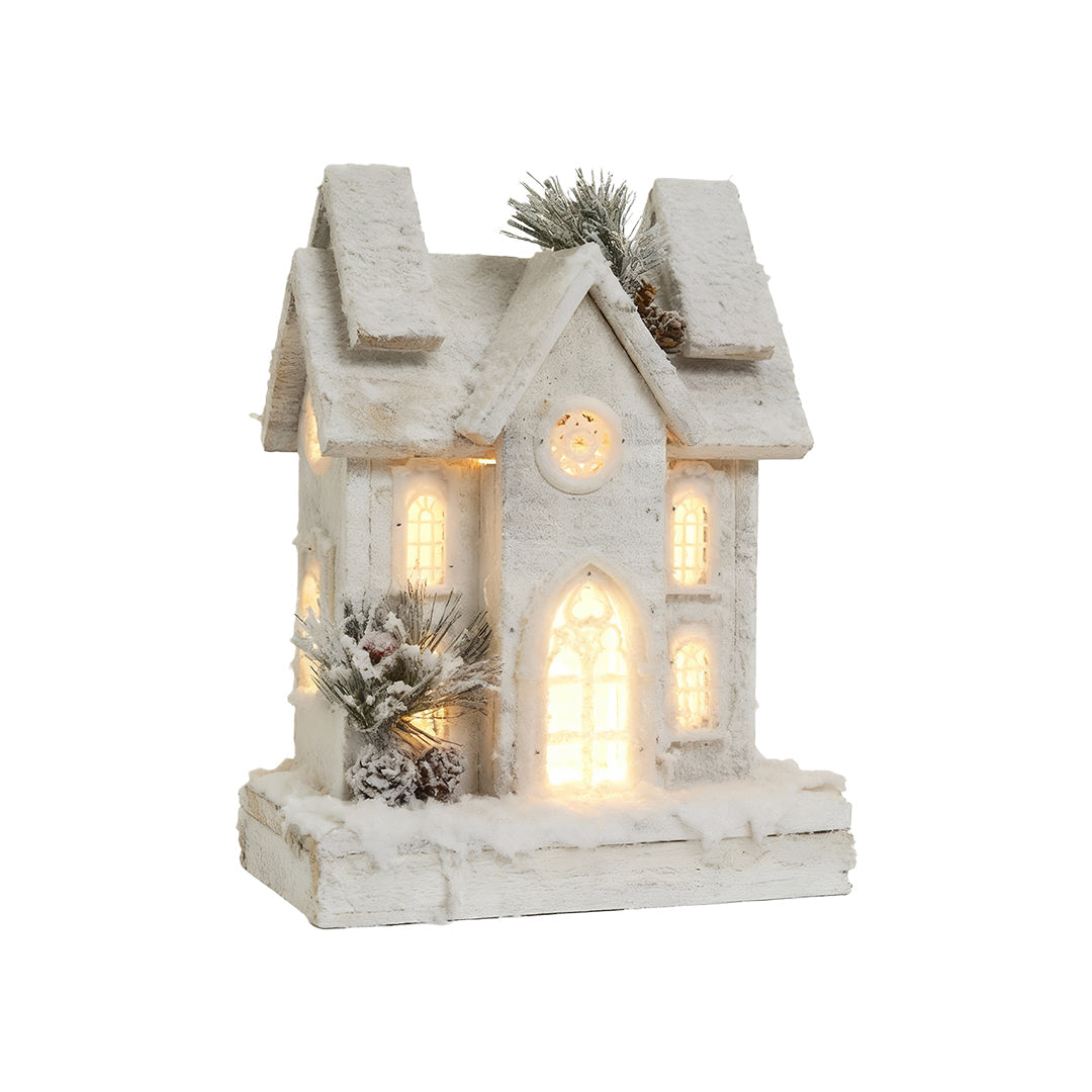 Light up Wooden Christmas Houses Snow Scene Decorative Lamp