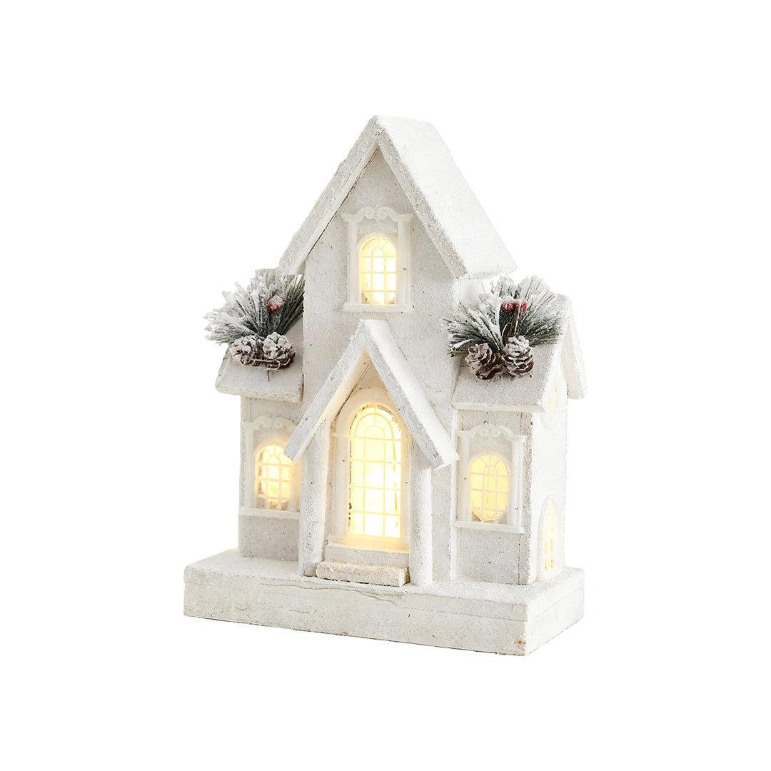 Light up Wooden Christmas Houses Snow Scene Decorative Lamp