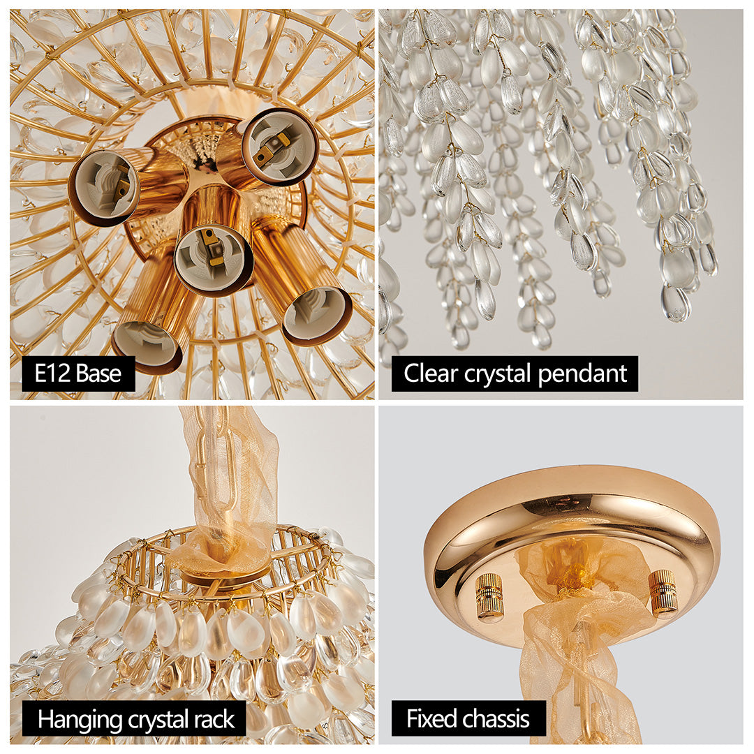 Teardrop Crystal Chandelier French Metal Ceiling Lights