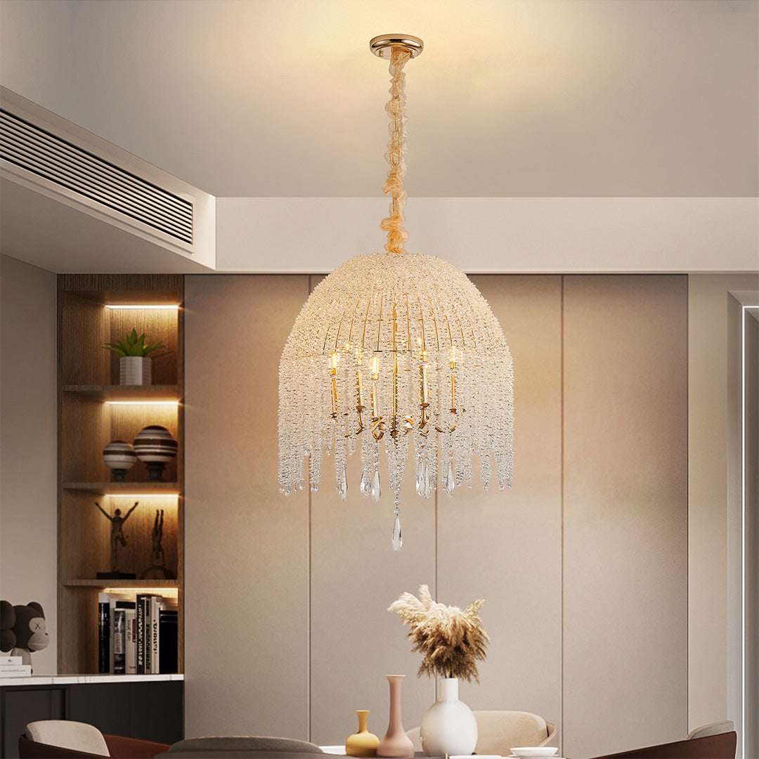 Teardrop Crystal Chandelier French Metal Ceiling Lights