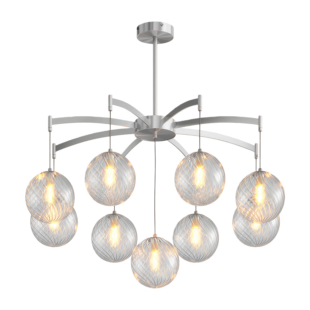 Modern Glass Ball Chandelier Full Copper Ceiling Light