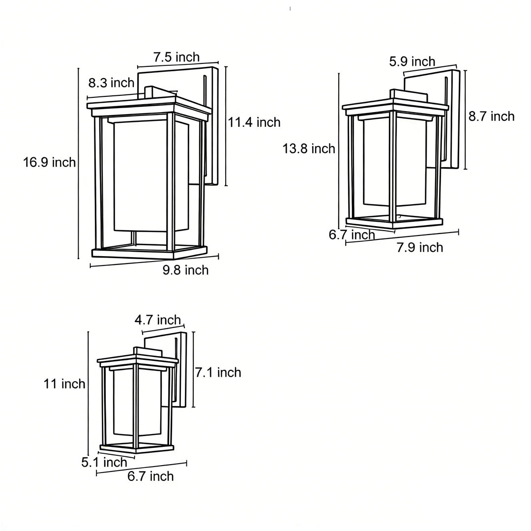 Outdoor Wall Mounted Light Black Square Aluminum Light