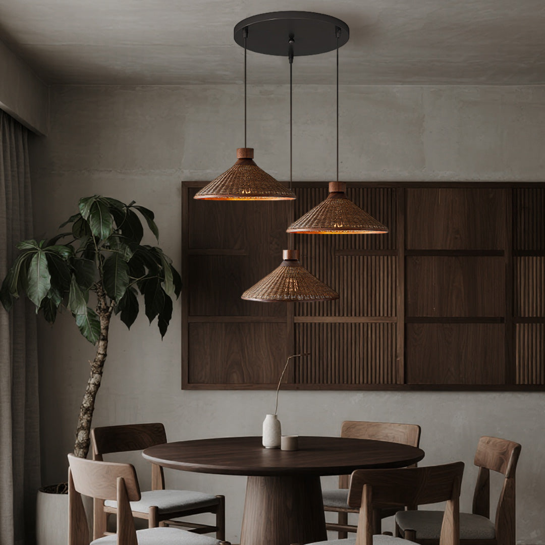 Rattan Woven Pendant Light Wabi Sabi Style Zen Hanging Light