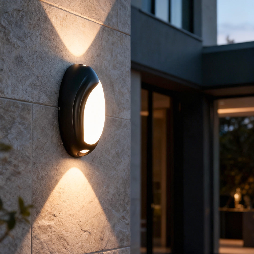 Modern Up Down Outdoor Wall Lights Black Geometric Lamp