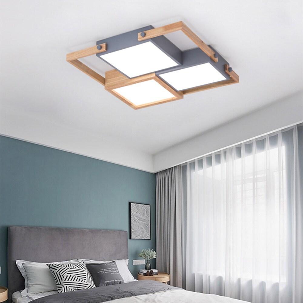 LED Square Ceiling Lights Wooden Frame Recessed Light