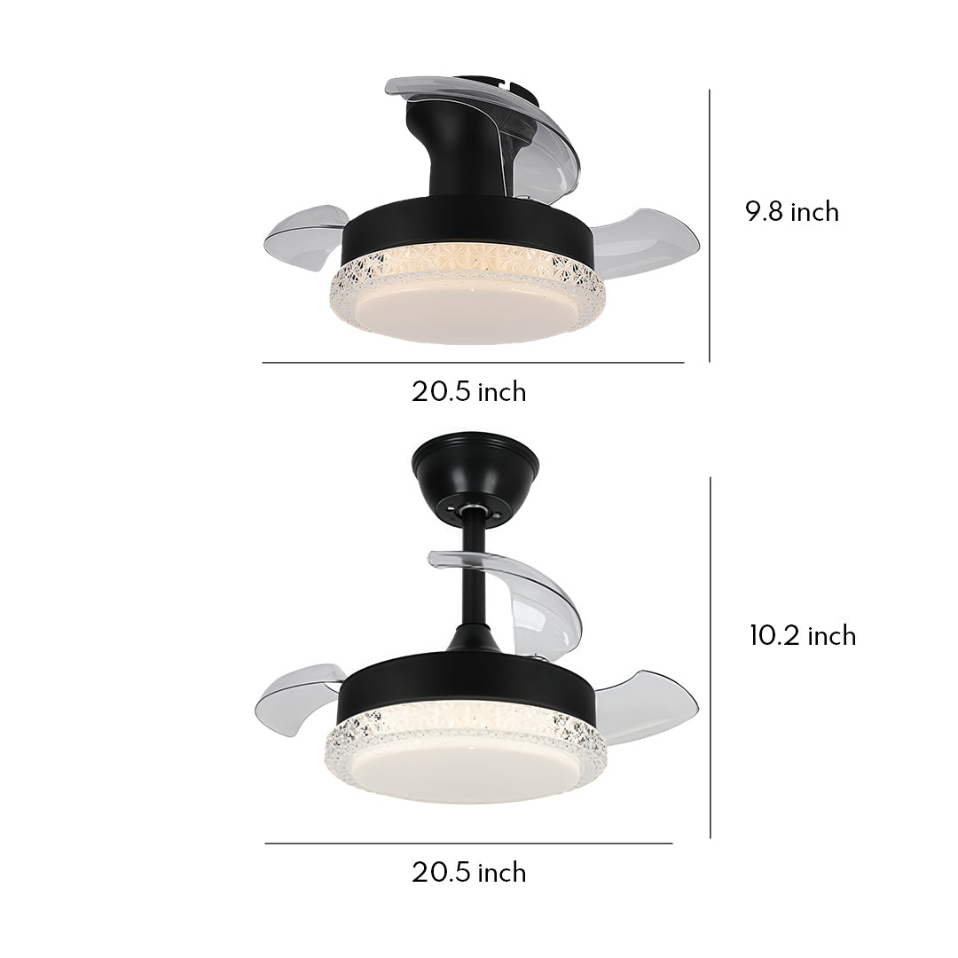 3 Blade Ceiling Fan with Light Flush Mount Quiet Fan Lamp