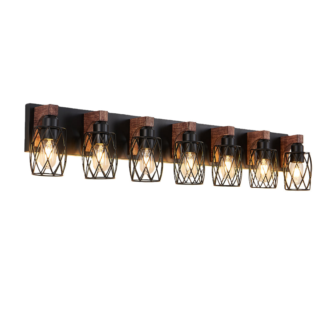 Black Vanity Bathroom Lights Metal Cage Mirror Lamp