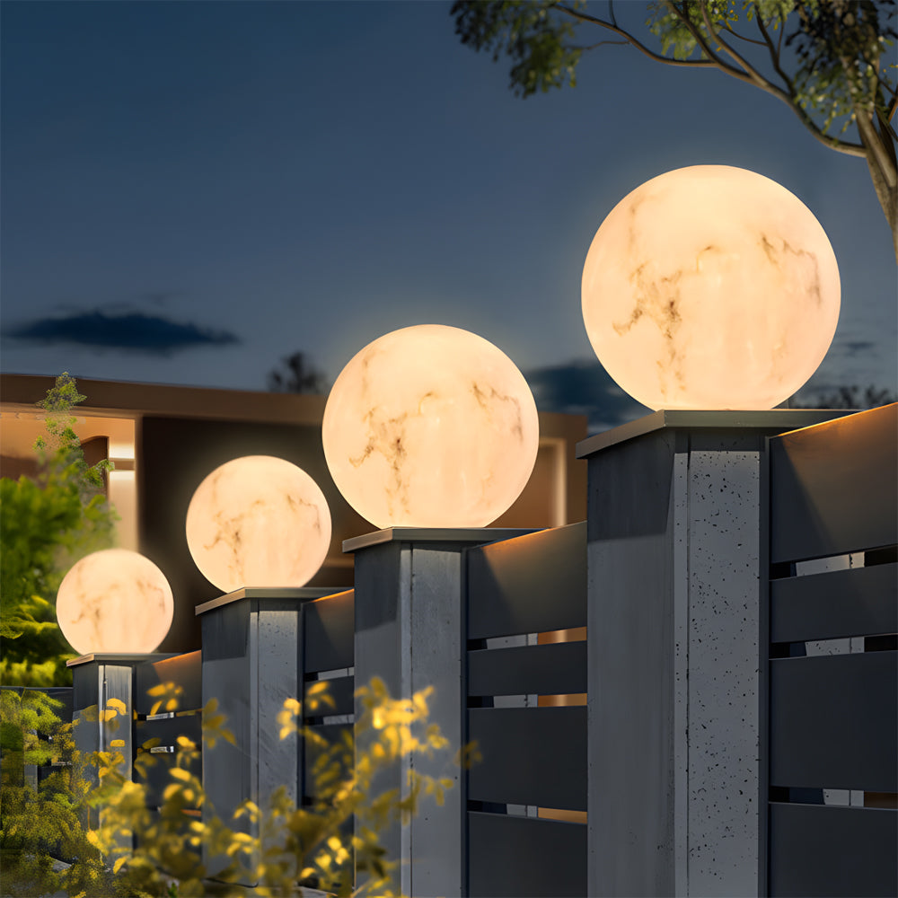 Outdoor Pillar Light Faux Waterproof Moon Globe Light