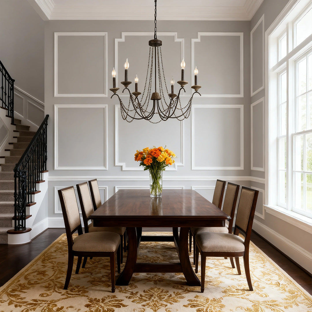 French Style Chandelier with Candelabra Classic Ceiling Light