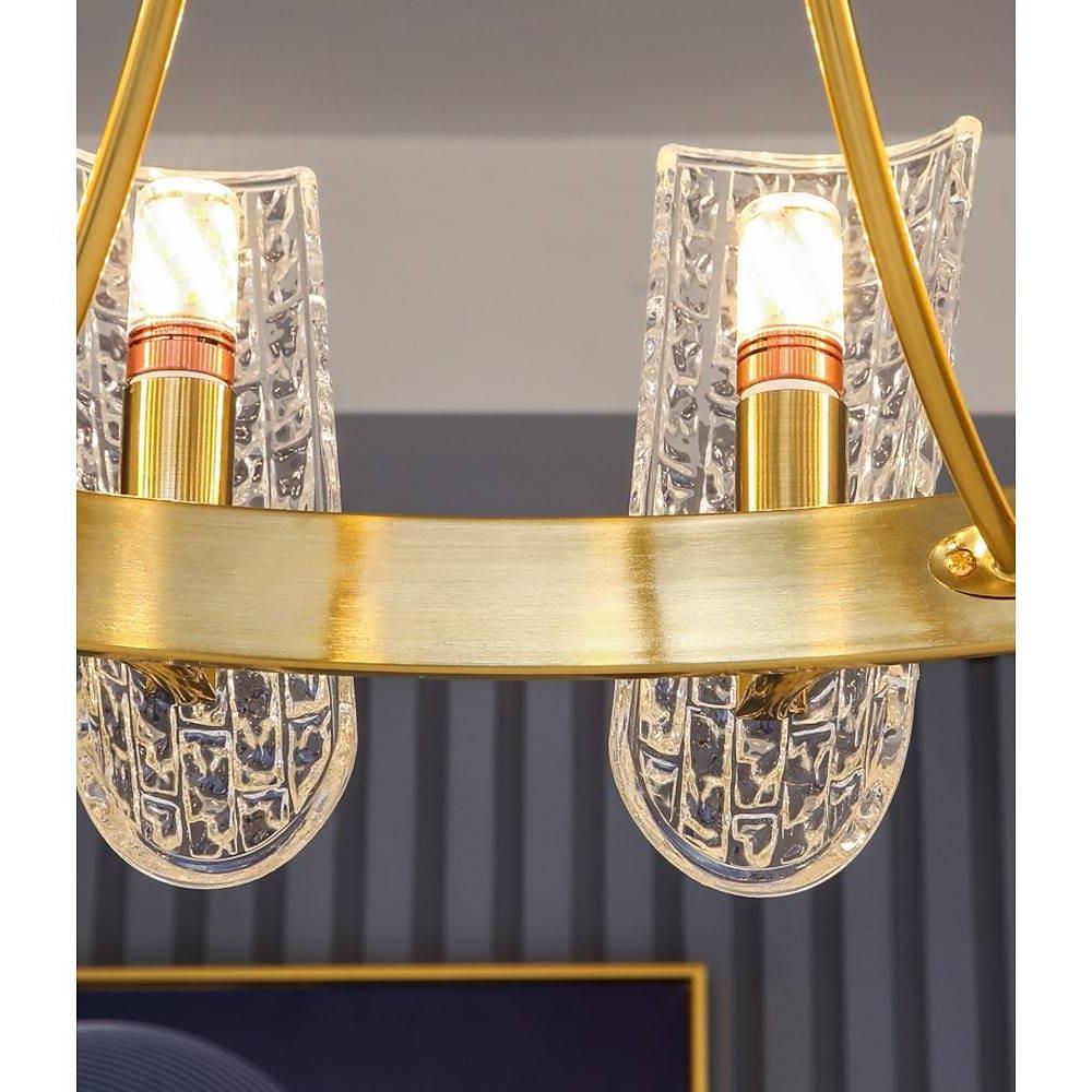 8-light LED Electroplated Metal Glass Gold Classic Chandeliers Ceiling Lights