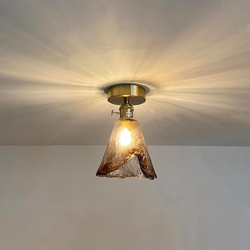 Creative Glass Lantern LED Electroplated Nordic Semi-Flush Mount Ceiling Lighting