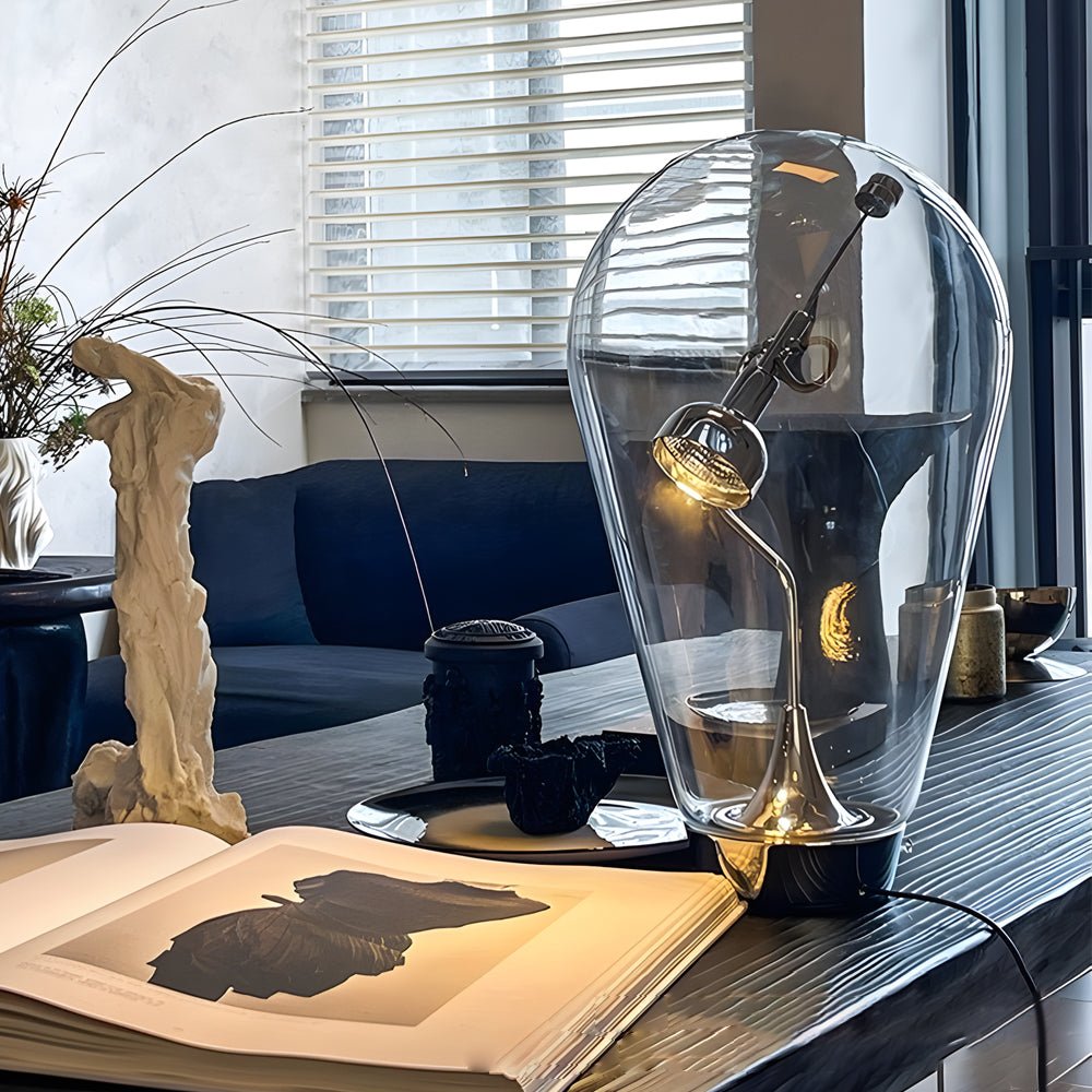Touch-Dimming Glass Bulb Home Office Desk Lamp with Industrial Magnetic Control Design