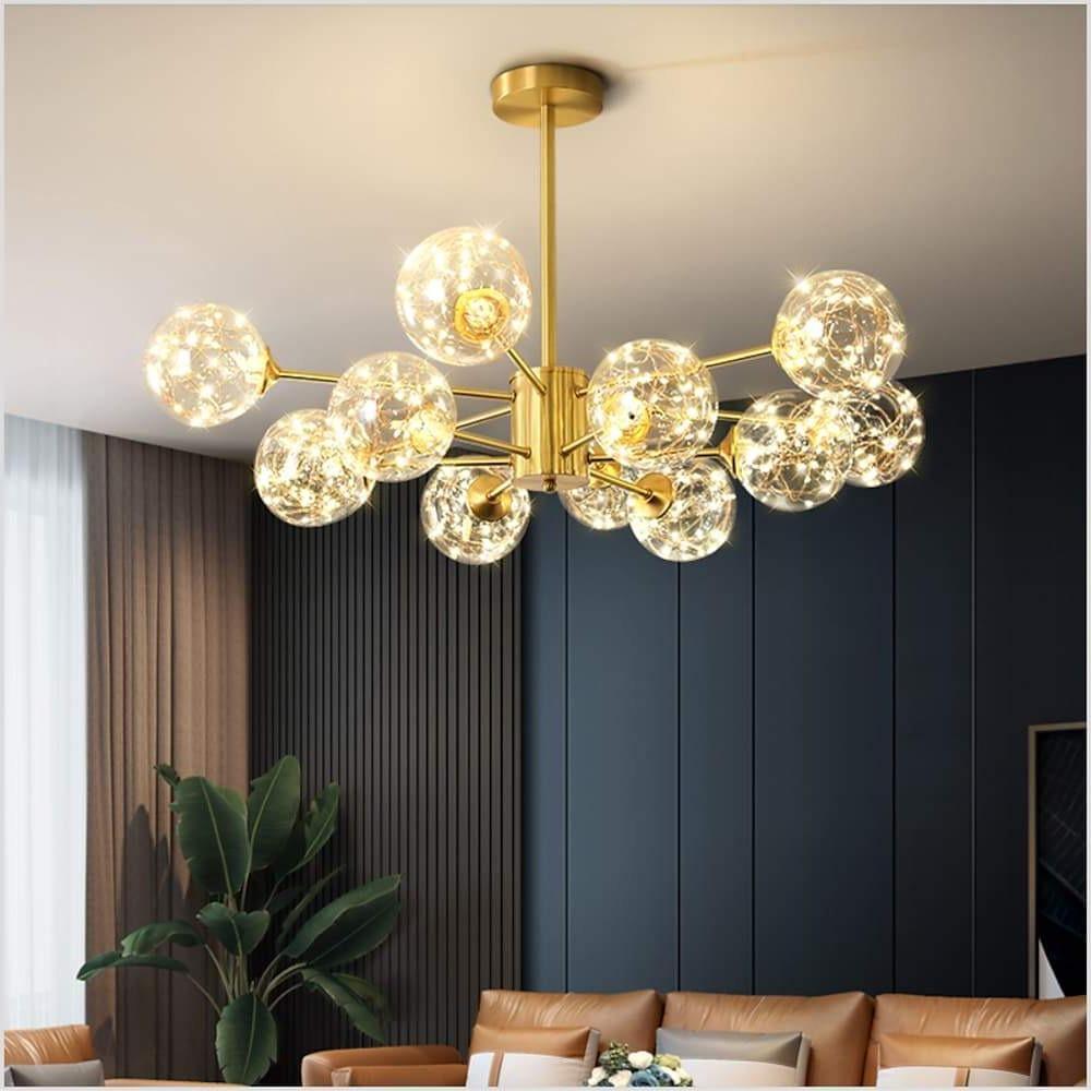 6-light LED Glass and Gold Chandelier Kitchen Pendant Lighting