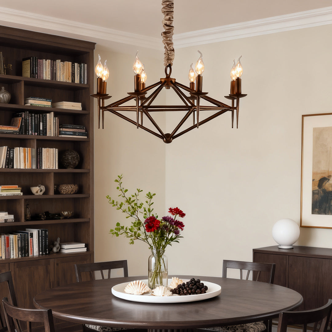 Brown Chandelier Nordic Style Acrylic Elegant Metal Ceiling Light