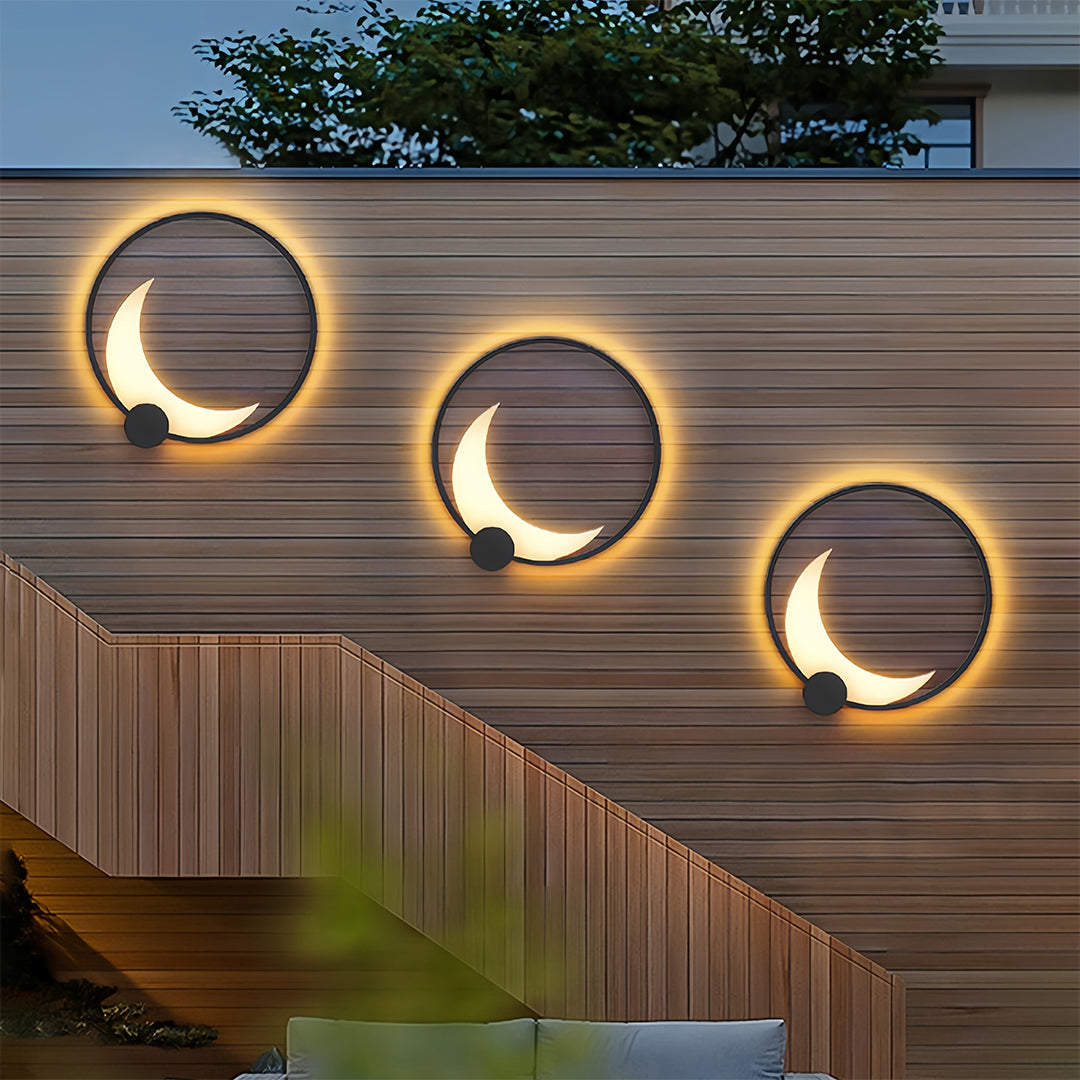 Decorative Outdoor Wall Lights Gray Waterproof Ring Crescent Lamp