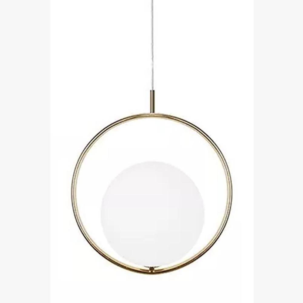 Gold Ring & Globe Glass Pendant Light Nordic Hanging Lamp
