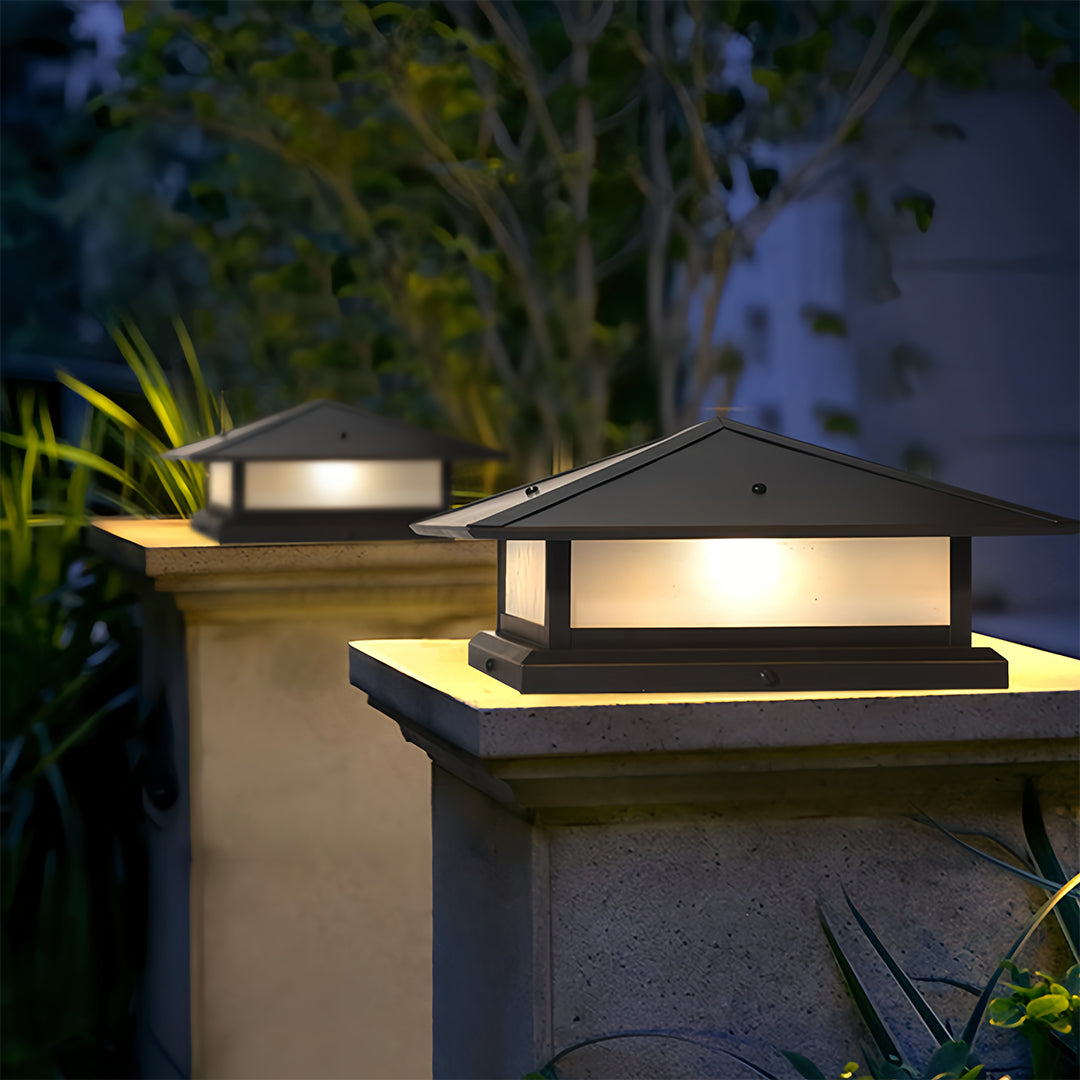 Black Pillar Lights Outdoor Waterproof Pagoda Garden Post Lights