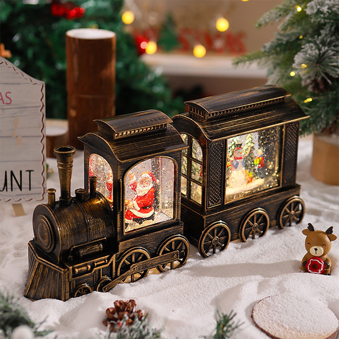 Train Christmas Lights Santa Claus Snowfall Ornament Lamp