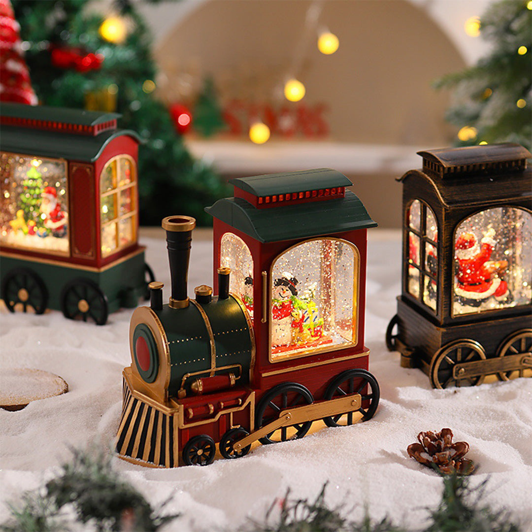 Train Christmas Lights Santa Claus Snowfall Ornament Lamp