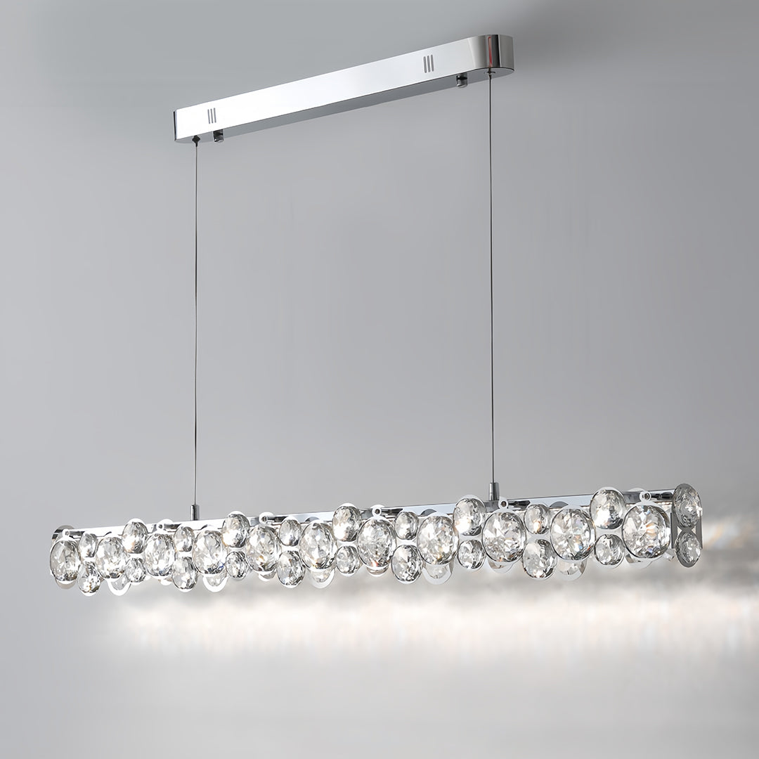 Silver Pendant Light Crystal Design Contemporary Chic Ceiling Light