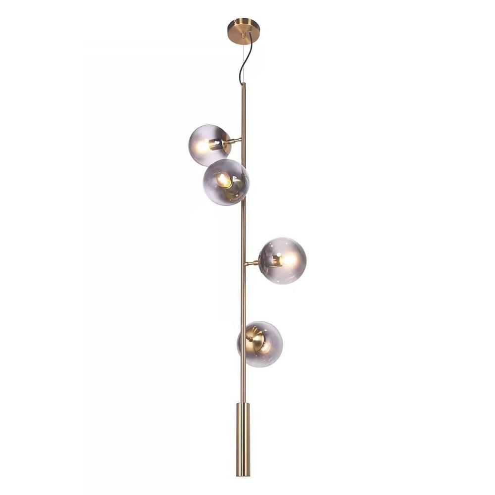 Nordic Linear Ceiling Lights Glass Globe 4/6 Heads Chandelier