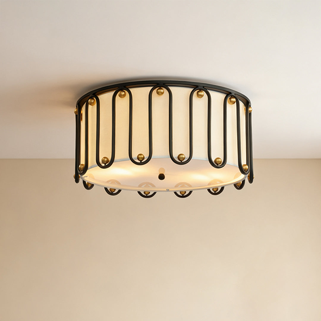 Drum Ceiling Light Flush Mount American Vintage Round Unique Lights