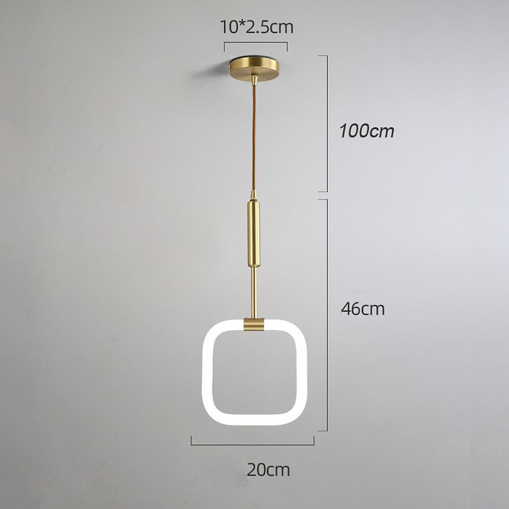 Square Pendant Light Copper Acrylic Geometrical LED Ceiling Lights