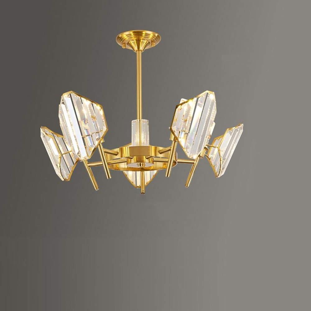 Brass Ring Frame Crystal Chandelier - Gold Metal, Crystal Accents Ceiling Lighting