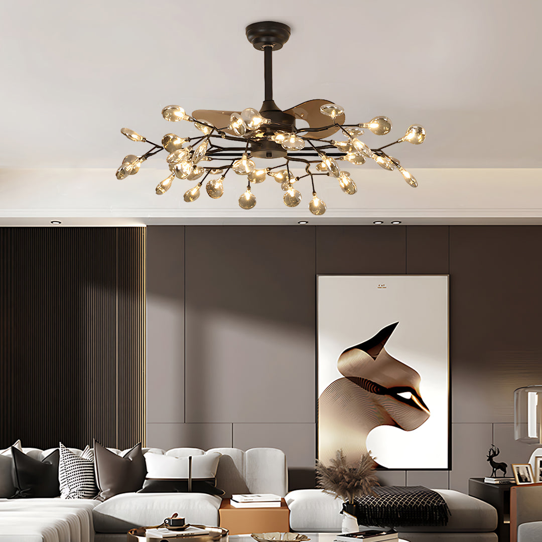 Glam Ceiling Fan with Light Minimalist Luxury Artistic Fan Lamp