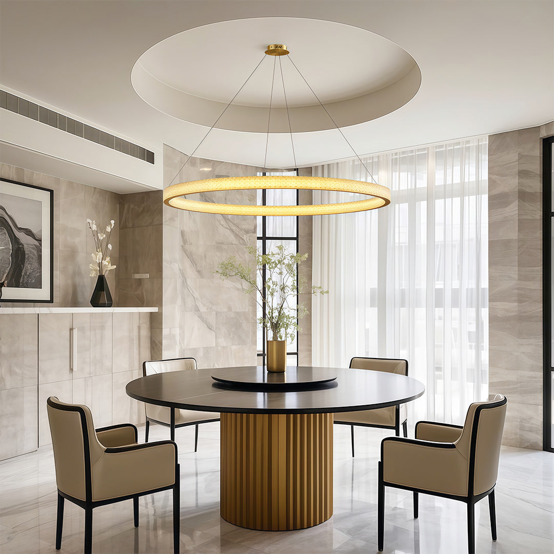 Circular Modern Chandelier Luxury Copper Ceiling Light